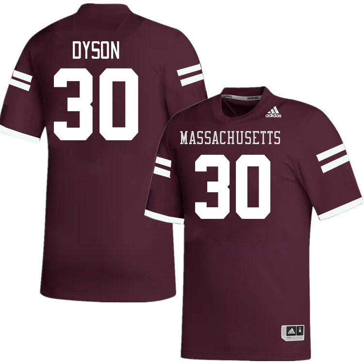 Massachusetts Minutemen #30 Donovan Dyson College Football Jerseys Stitched-Maroon